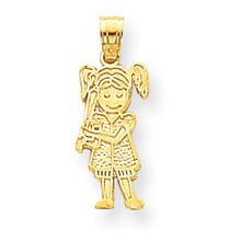 10k Yellow Gold Solid Diamond-cut Girl Softball Player Charm hide-image