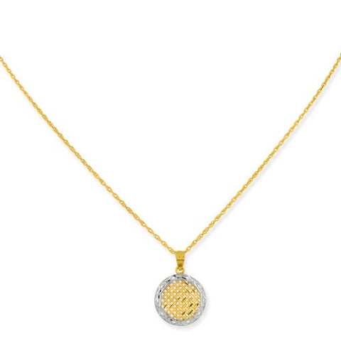 10K Two-Tone and Rhodium Circle Pendant Gold Filled R Necklace