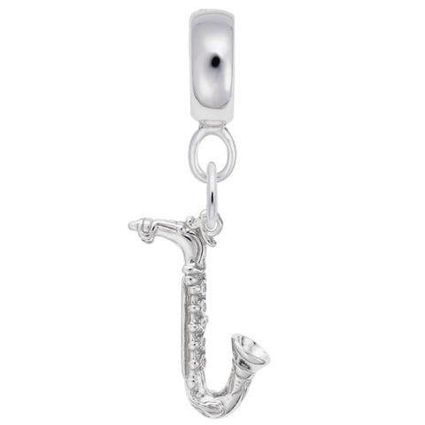 Saxophone Charm Dangle Bead In Sterling Silver