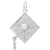 Graduation Cap Charm In 14K White Gold