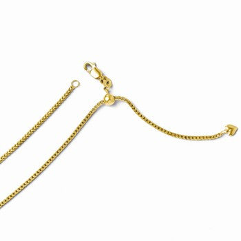 14K Yellow Gold Adjustable Semi Solid Square Spiga Chain