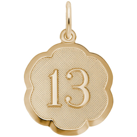 Number 13 Charm In Yellow Gold