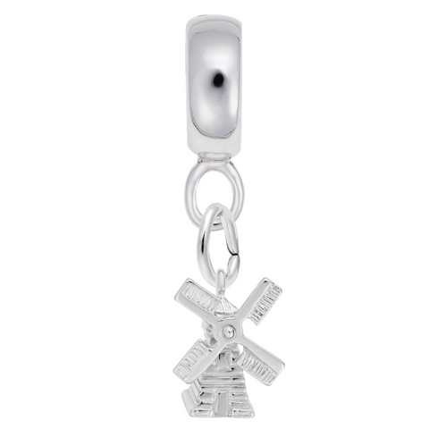 Windmill Charm Dangle Bead In Sterling Silver