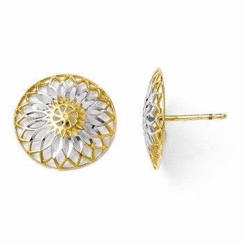 14k Two-tone Diamond-cut Earrings