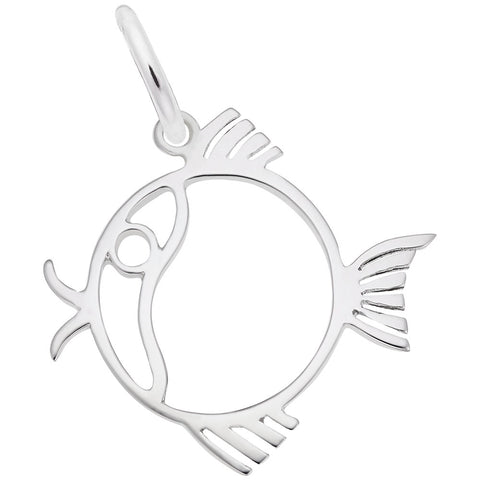 Fish Charm In 14K White Gold