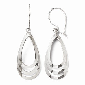 14k White Gold Polished Dangle Earrings