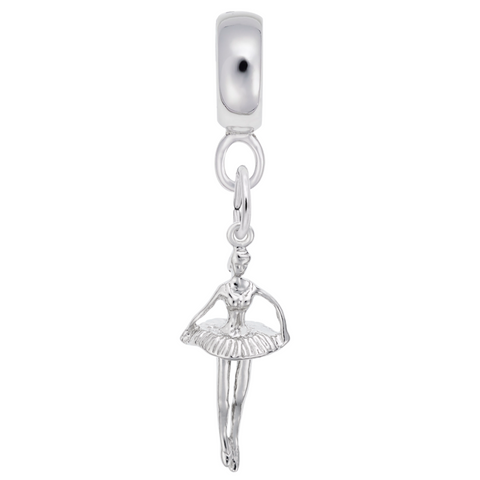 Ballet Dancer Charm Dangle Bead In Sterling Silver