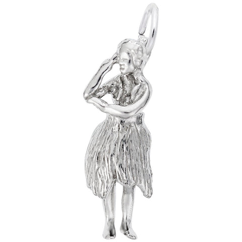 Hula Dancer Charm In 14K White Gold