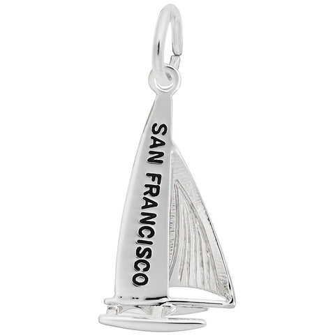 San Francisco Catamaran Charm In 14K White Gold