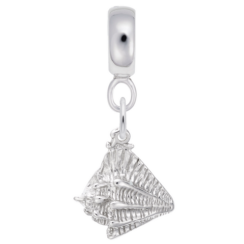 Conch Shell Charm Dangle Bead In Sterling Silver