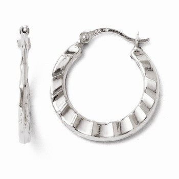 14k White Gold Polished Hinged Hoop Earrings