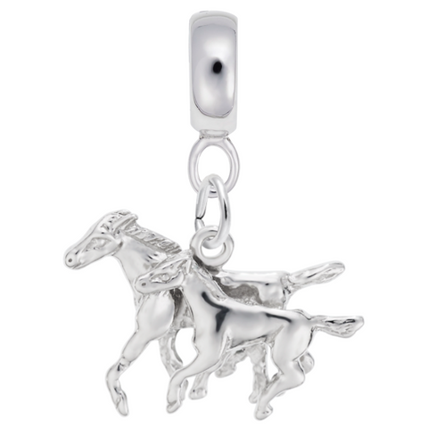 Horseandcolt Charm Dangle Bead In Sterling Silver