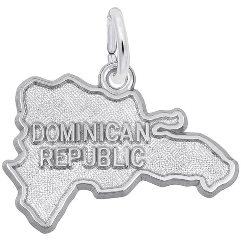 Dominican Republic Map Charm In Sterling Silver