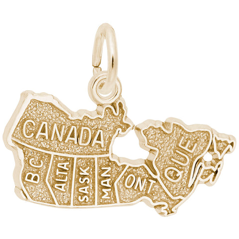 Canada Map Charm in Yellow Gold Plated