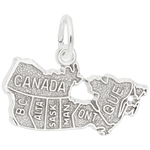 Canada Map Charm In 14K White Gold