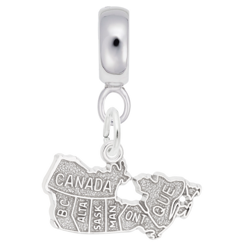 Canada Map Charm Dangle Bead In Sterling Silver