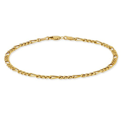 10Kt Yellow Gold Polished +1 Figaro Bracelet