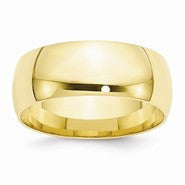 10k Yellow Gold 8mm Lightweight Comfort Fit Wedding Band