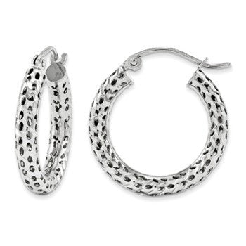 10K White Gold Pierced Hoops, Jewelry Earrings