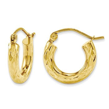 10K Yellow Dia Cut Hoops, Jewelry Earrings