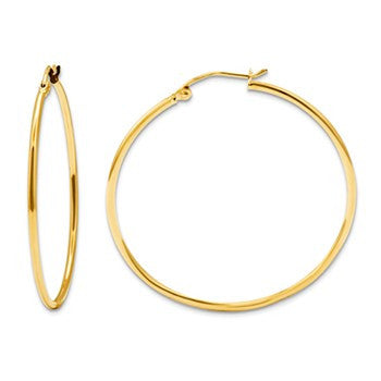 10K Yellow Gold Polished Hoops, Jewelry Earrings