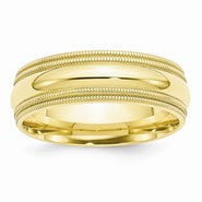 10k Yellow Gold 7mm Double Milgrain Comfort Fit Wedding Band