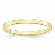 10k Yellow Gold 2mm Lightweight Flat Wedding Band