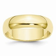 10k Yellow Gold 6mm Half Round Wedding Band