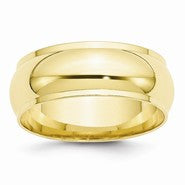 10k Yellow Gold 8mm Half Round with Edge Wedding Band