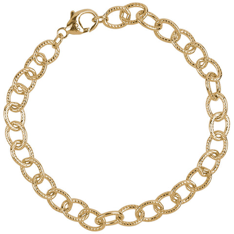 Lined Cable Link Classic Charm Bracelet in Gold Plated