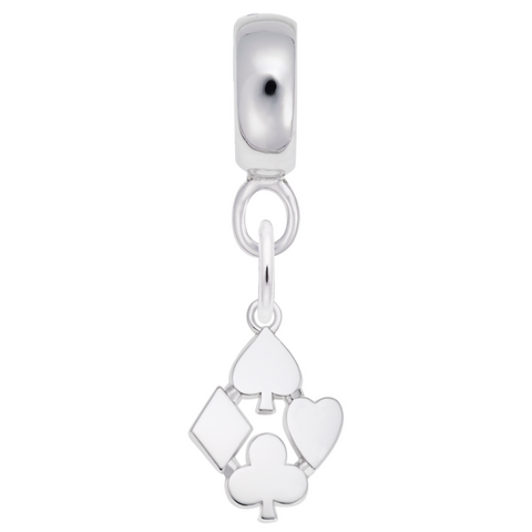 Playing Card Symbols Charm Dangle Bead In Sterling Silver