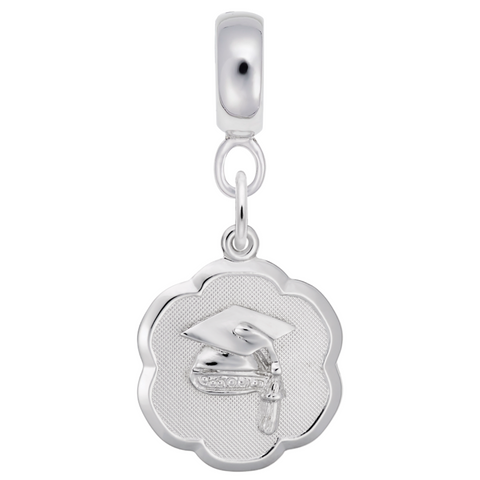 Graduation Charm Dangle Bead In Sterling Silver