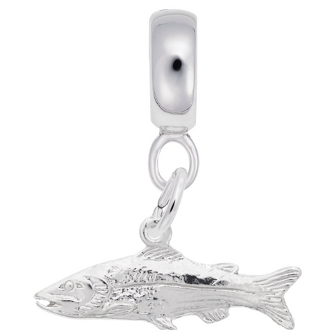 Fish Charm Dangle Bead In Sterling Silver