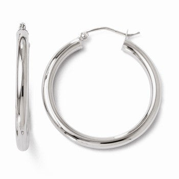 14k White Gold Polished Hoop Earrings