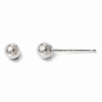 14k White Gold Polished 3mm Ball Post Earrings