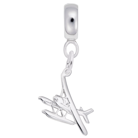 Seaplane Charm Dangle Bead In Sterling Silver