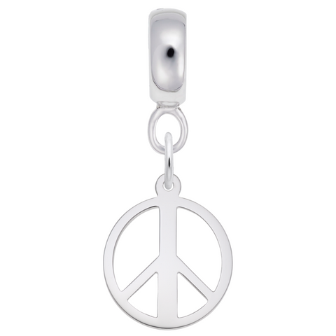 Peace Symbol Charm Dangle Bead In Sterling Silver