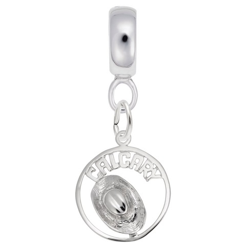 Calgary Cowboy Hat Charm Dangle Bead In Sterling Silver