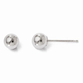 14k White Gold Polished 4mm Ball Post Earrings