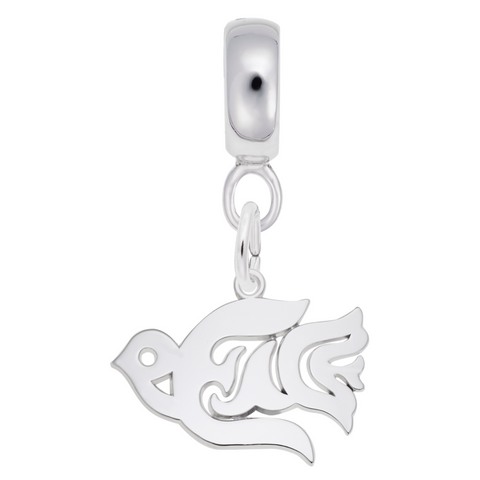 Peace Charm Dangle Bead In Sterling Silver