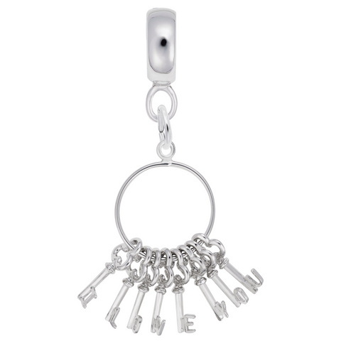 I Love You Keys Charm Dangle Bead In Sterling Silver