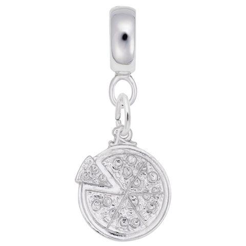 Pizza Charm Dangle Bead In Sterling Silver