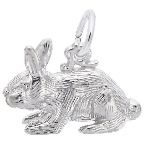 Rabbit Charm In 14K White Gold