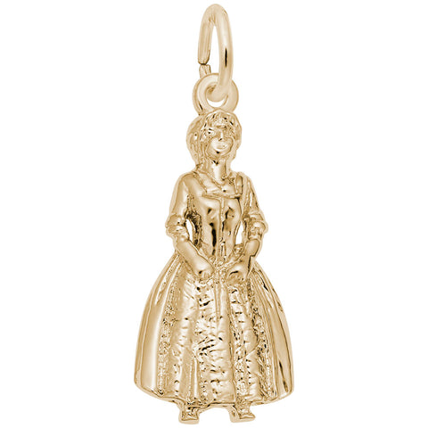 Colonial Woman Charm in Yellow Gold Plated