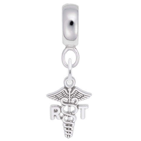 Rt Caduceus Charm Dangle Bead In Sterling Silver