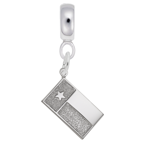 Texas Flag Charm Dangle Bead In Sterling Silver