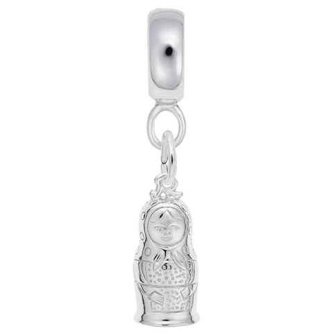 Matryoshk Doll Charm Dangle Bead In Sterling Silver