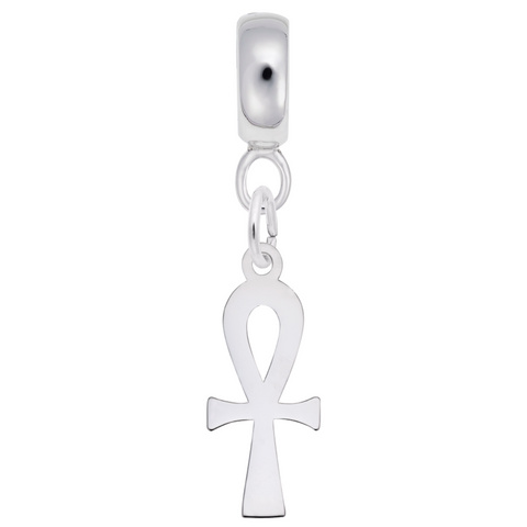 Ankh Charm Dangle Bead In Sterling Silver