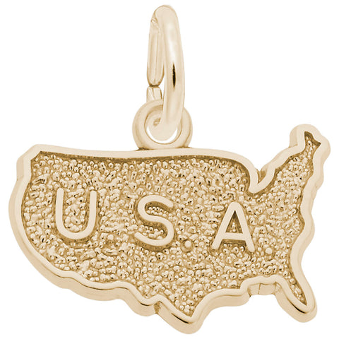 Usa Map Charm In Yellow Gold