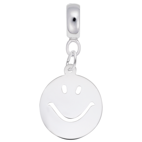 Happy Face Charm Dangle Bead In Sterling Silver